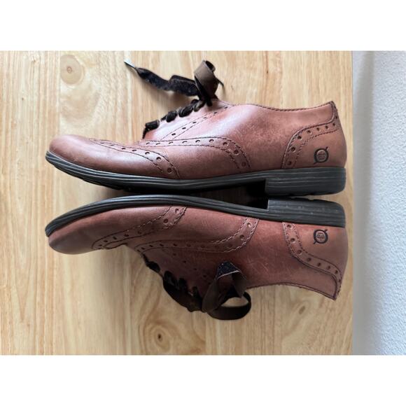 Womens Born Kika Brown Leather Oxford Flats Brogue Velvet Laces Sz 8 - Picture 7 of 10